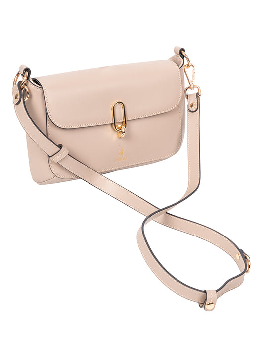 Polo Box Calf Flapover with Lock - Beige