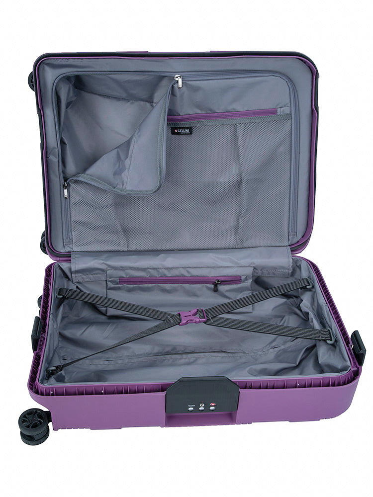 Cellini Zipperless Lock Safetech 4 Wheel Carry On Trolley