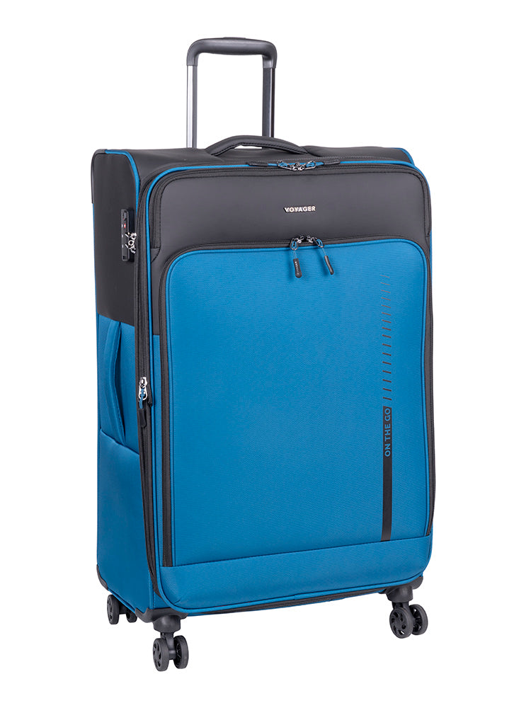 Voyager On The Go Large 4 Wheel Trolley Case - Blue