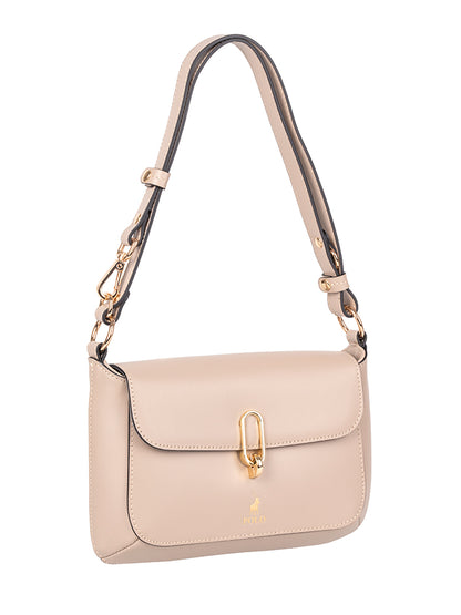 Polo Box Calf Flapover with Lock - Beige
