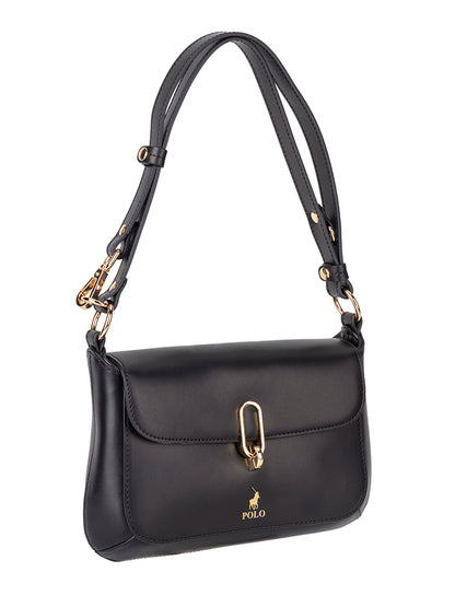 Polo Box Calf Flapover with Lock - Black