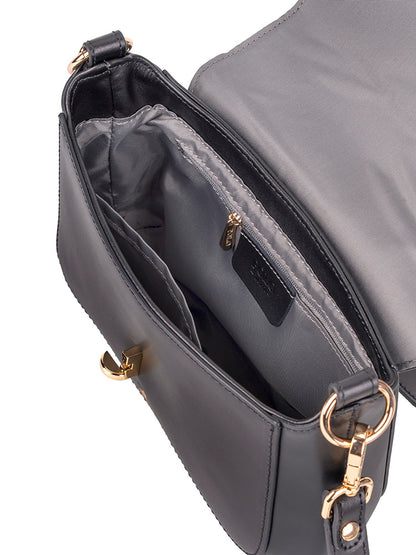 Polo Box Calf Flapover with Lock - Black