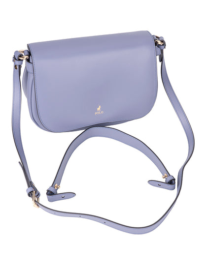 Polo Box Calf Flapover Shoulder Bag - Blue