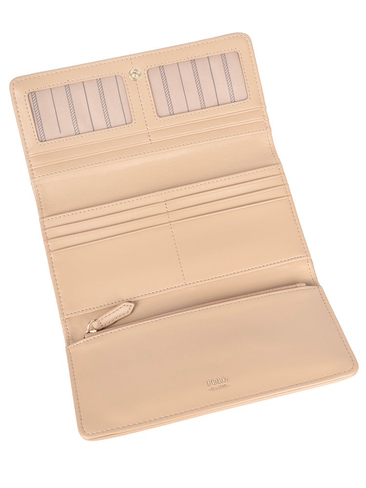 Polo Ascot Slim Trifold Purse - Latte